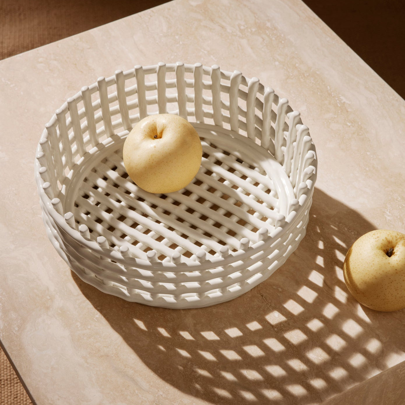 BOWL-CERAMIC CENTERPIECE-OFF-WHITE