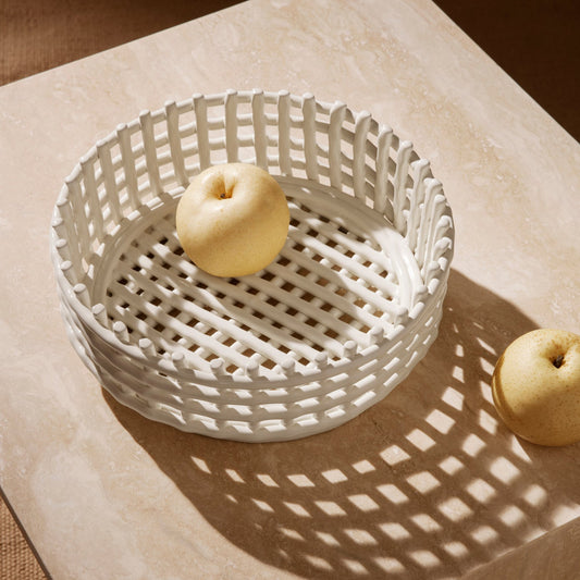 BOWL-CERAMIC CENTERPIECE-OFF-WHITE