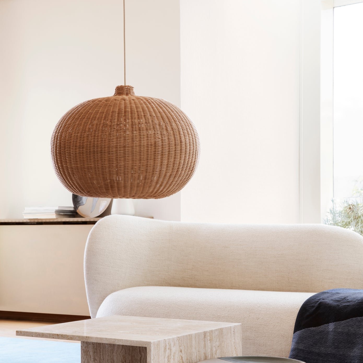 LAMP SHADE-BRAIDED-BELLY/NATURAL