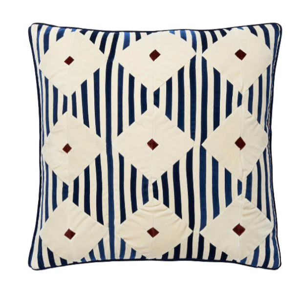 CUSHION-NINA-60X60-VELVET-DENIM/D.WHITE/D.RED
