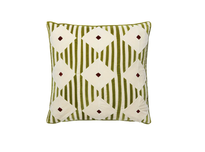 CUSHION-NINA-60X60-VELVET-LEAVES/D.WHITE/WINE