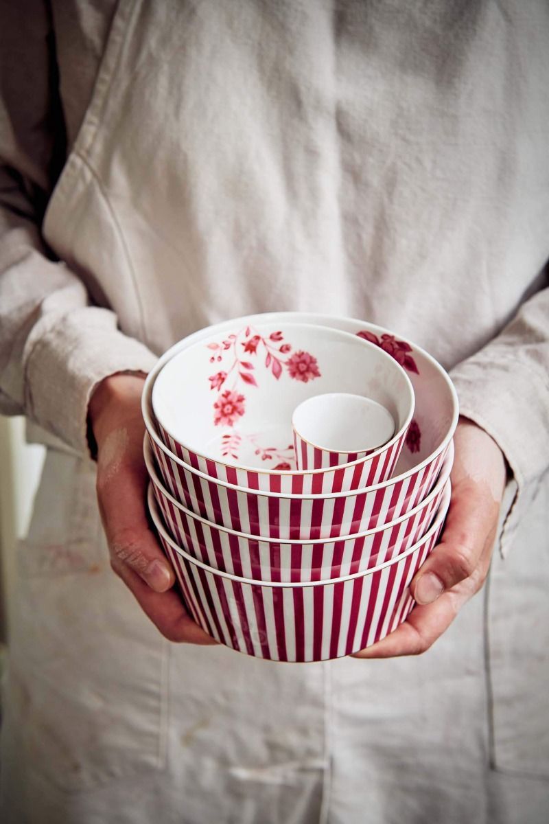 BOWL-ROYAL STRIPES DIAM.15-DARK PINK