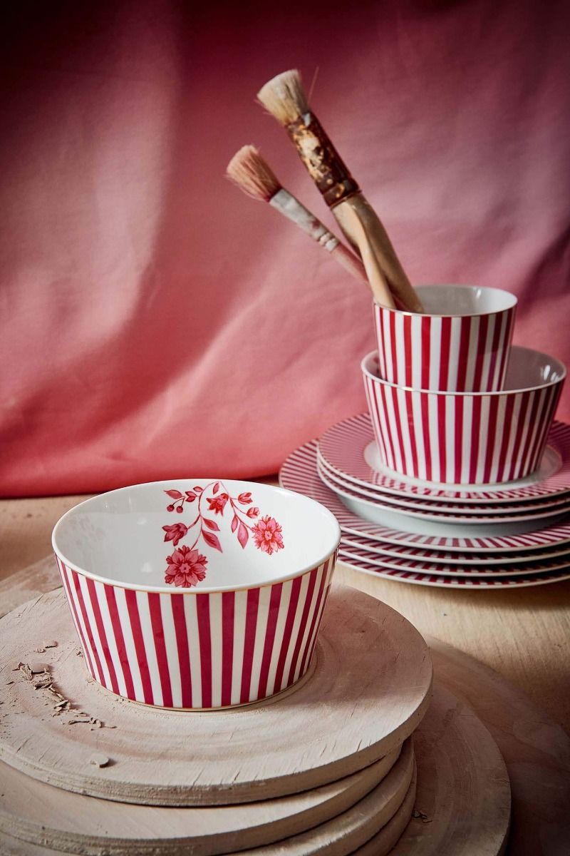BOWL-ROYAL STRIPES DIAM.12-DARK PINK