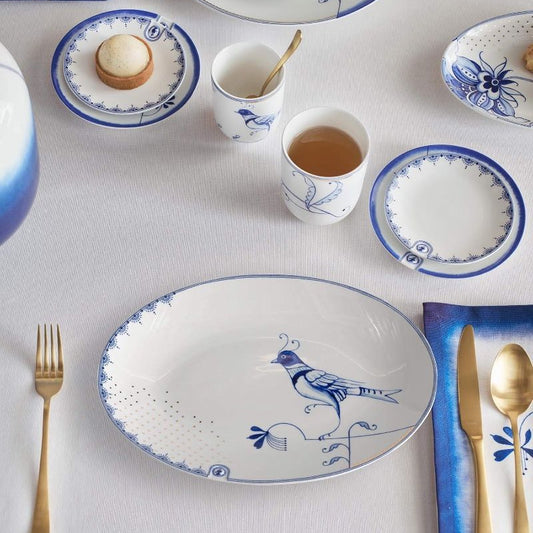 PLATE-OVAL PIP & THE BLUE BIRD-WHITE 30X22 CM