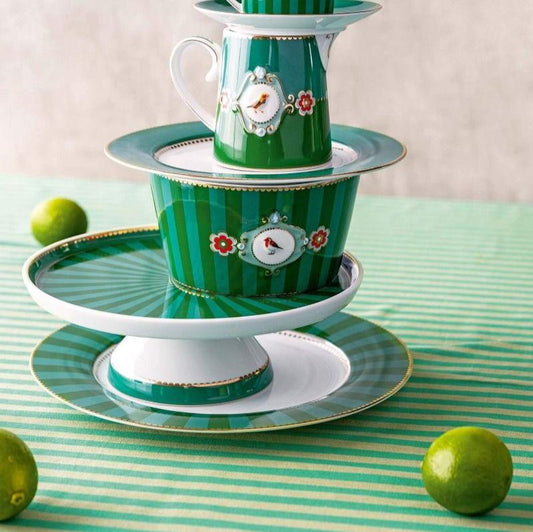 CAKE STAND-MINI-LOVE BIRDS-24CM-GREEN - Fabrica