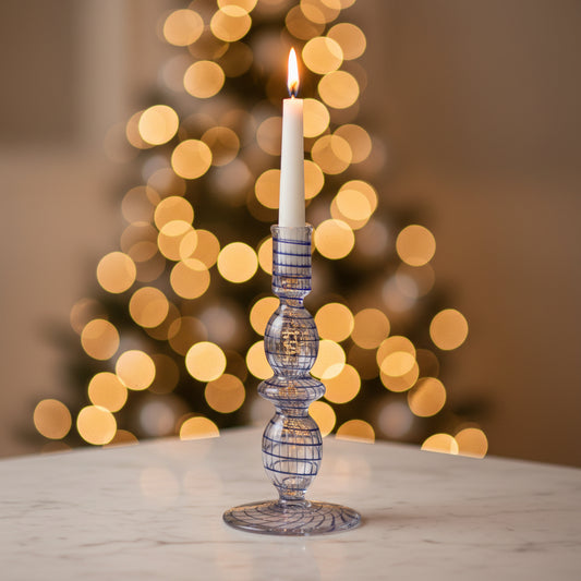 CANDLE HOLDER - GLASS SWIRL