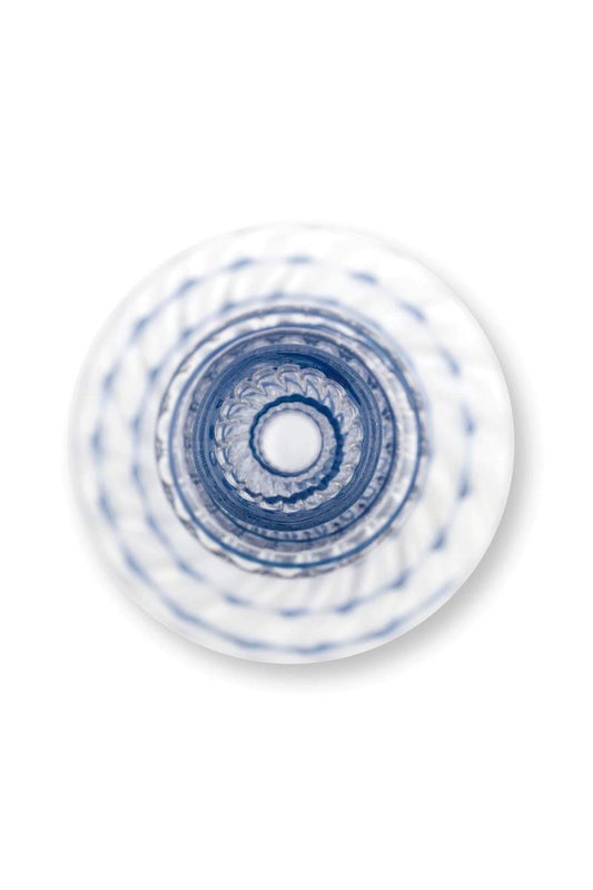 CANDLE HOLDER-GLASS SWIRL DARK BLUE 28 CM