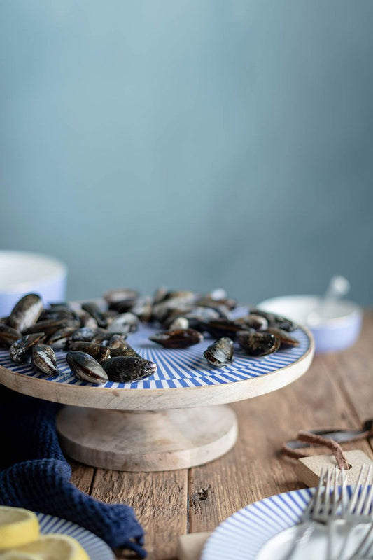 Wooden Platter Blue 32 Cm