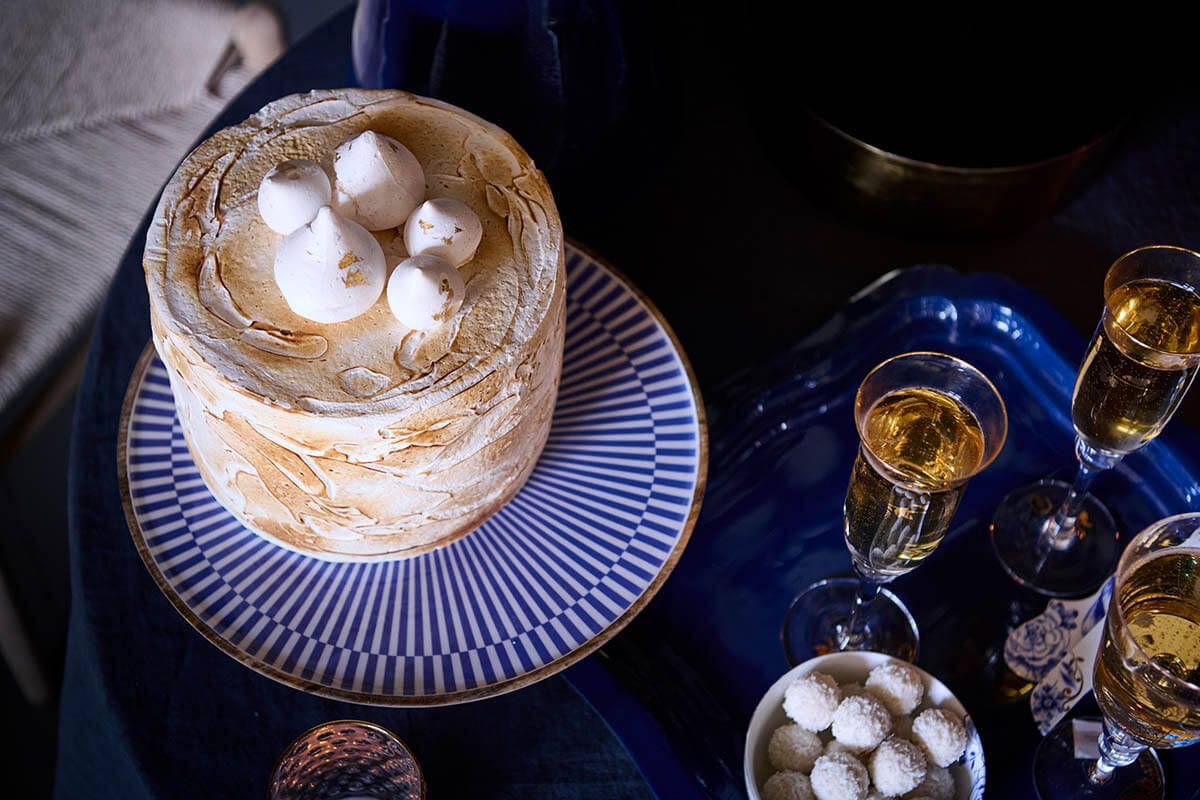 Wooden Platter Blue 32 Cm