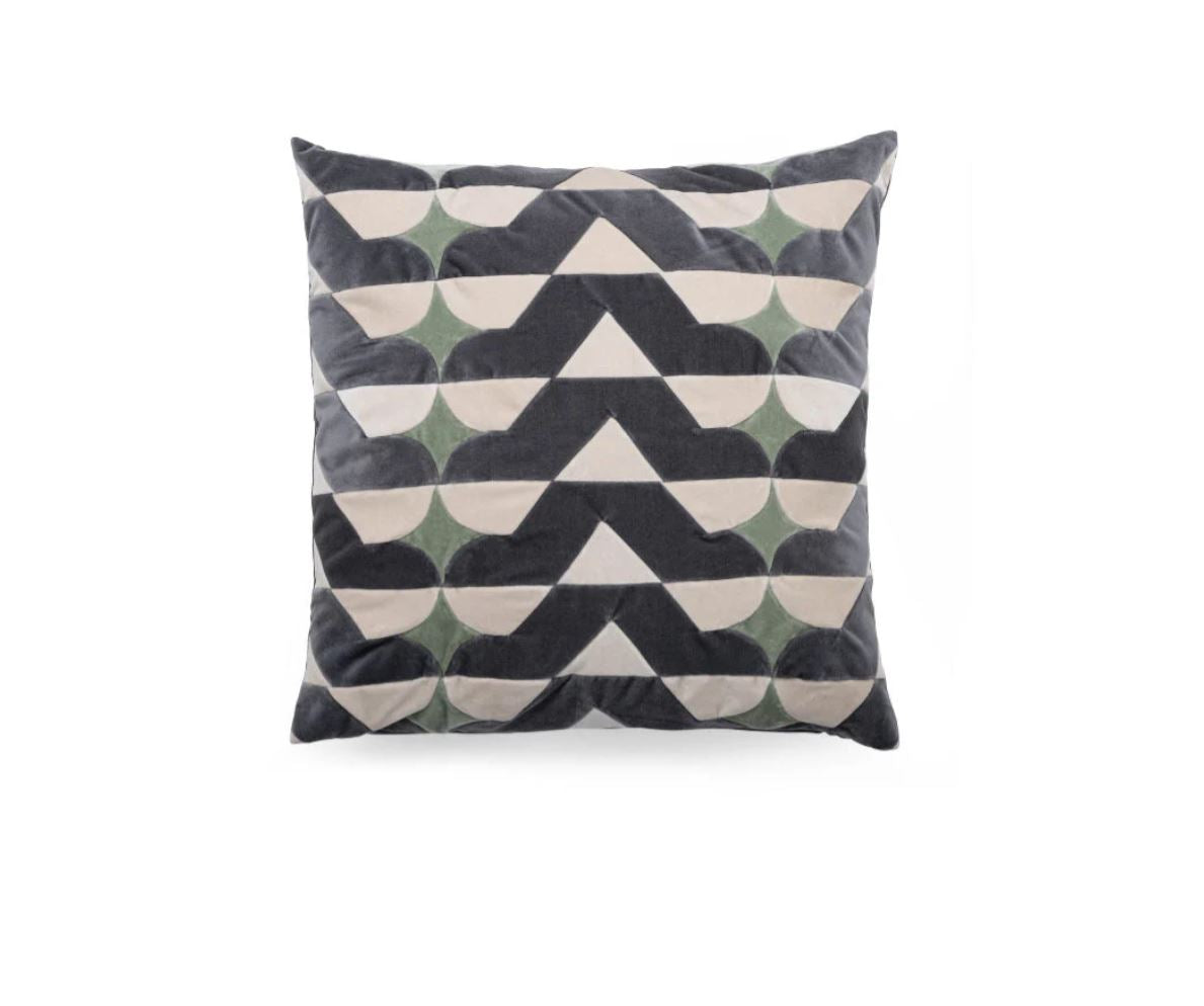 CUSHION-BRIE-55X55-VELVET-ARTICHOKE/D.WHITE/SAGE