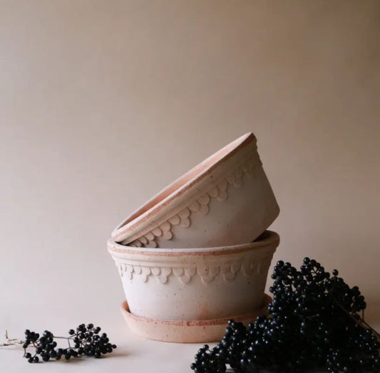 PLANT POT-COPENHAGEN ROSA POT & SAUCER-LOW-DIAM.30CM