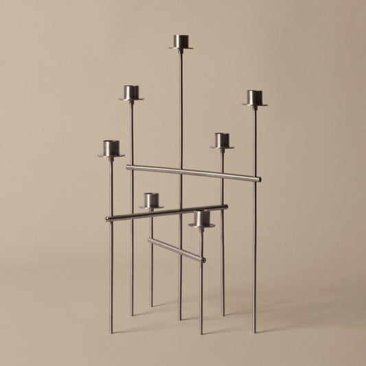 CANDLE HOLDER-ELYSIA CANDELABRA-BRUSHED ST.STEEL
