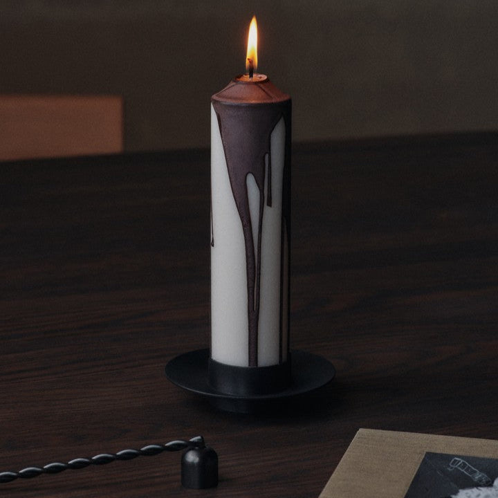 CANDLE-DRYP PILLAR CANDLE H20-OLIVE GREEN