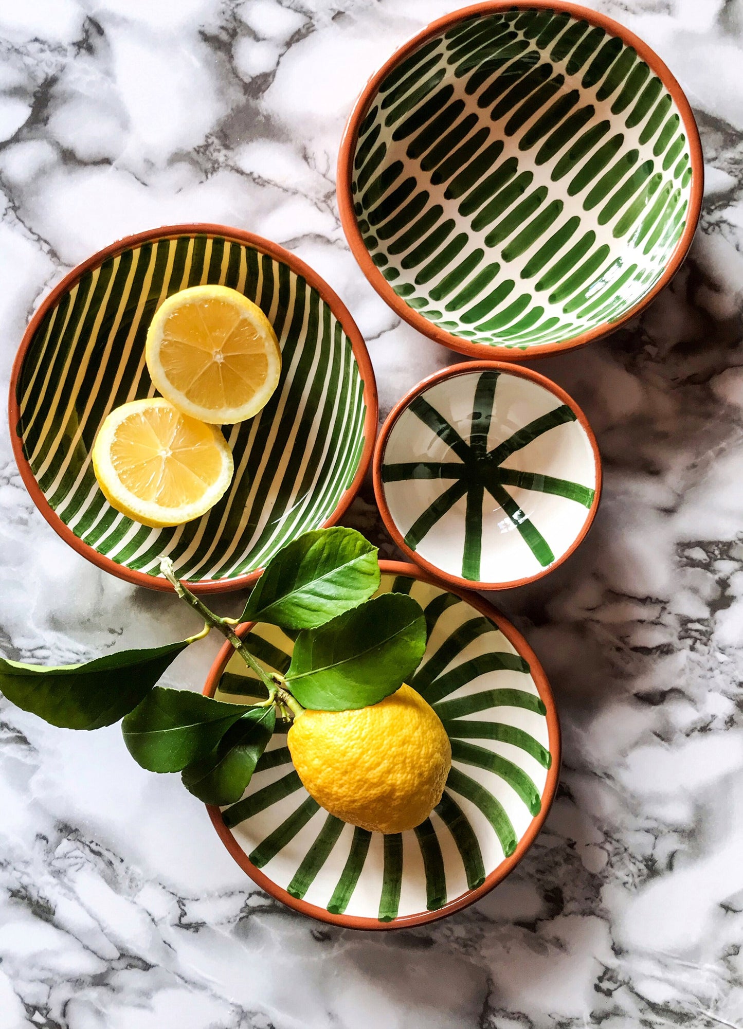 BOWL-STRIPE LARGE BOWL-DARK GREEN