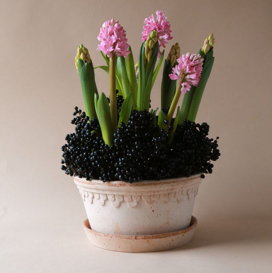 PLANT POT-COPENHAGEN RAW ROSA POT & SAUCER LOW -DIAM. 25 CM