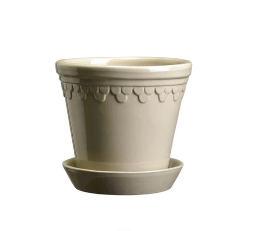 PLANT POT-COPENHAGEN GLAZED POT & SAUCER-SANDSTONE-DIAM.21 CM