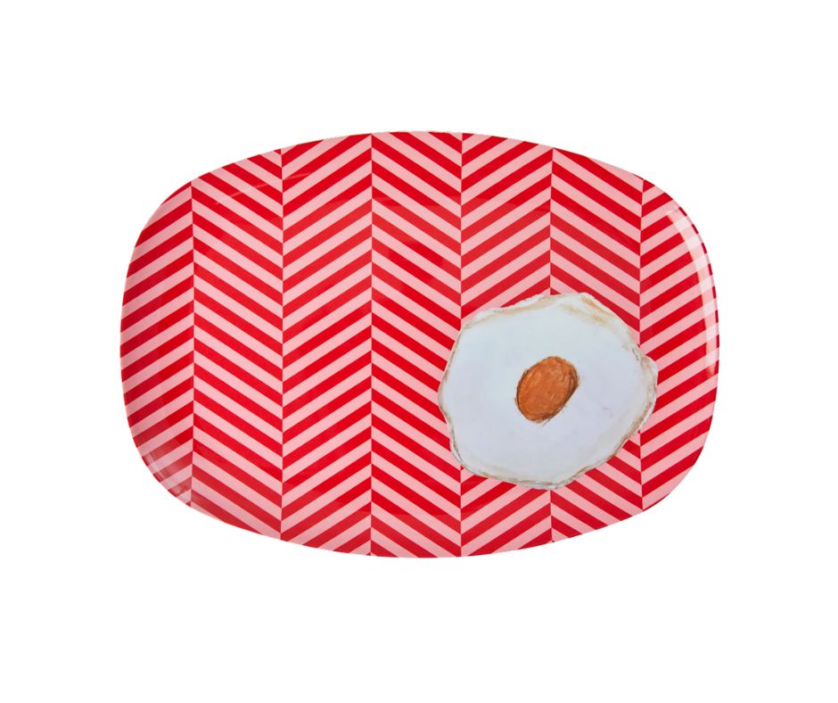 MELAMINE RECTANGULAR PLATE WITH FRIED EGG PRINT