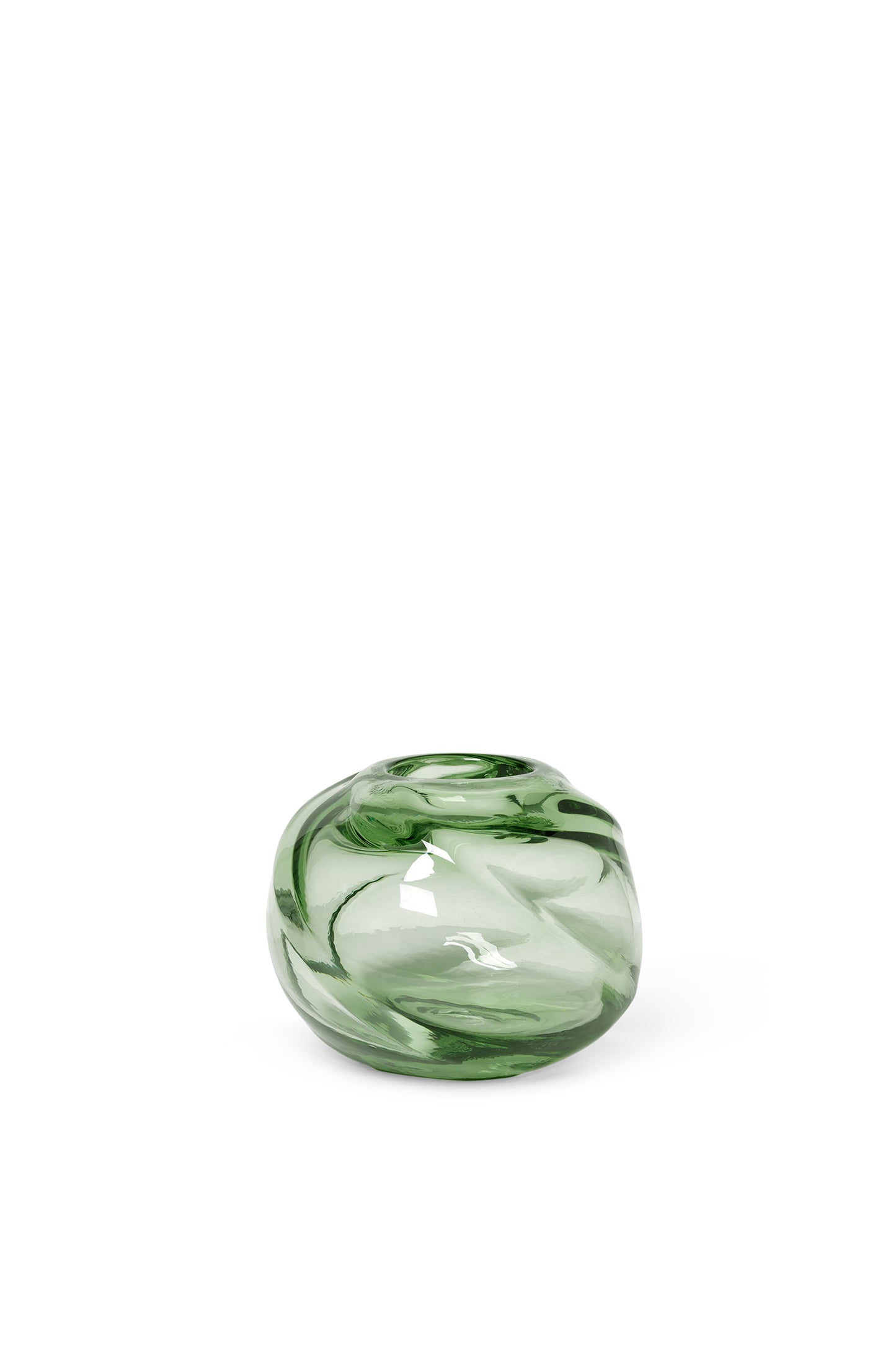 VASE-WATER SWIRL VASE ROUND-RECYCLED CLEAR