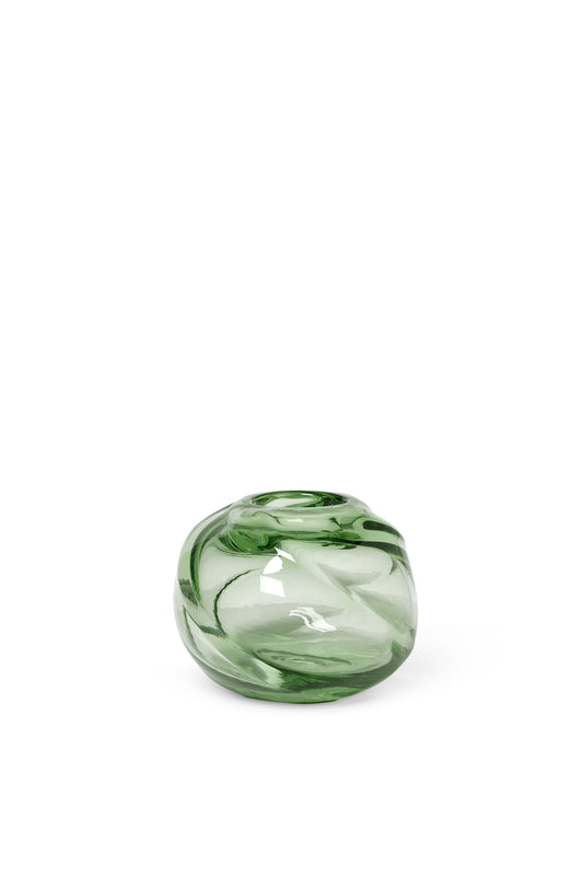 VASE-WATER SWIRL VASE ROUND-RECYCLED CLEAR