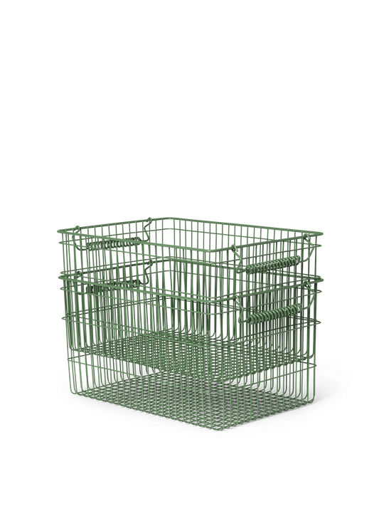 BASKET-CALA STACKABLE BASKETS-SET OF 2-GREEN