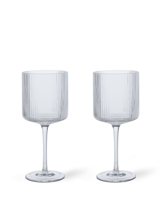 GLASSES-RIPPLE RED WINE GLASSES-CLEAR-SET OF 2