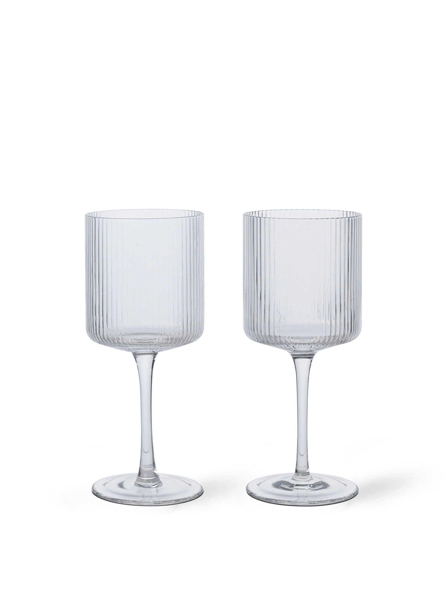 GLASSES-RIPPLE WHITE WINE GLASSES-CLEAR-SET OF 2