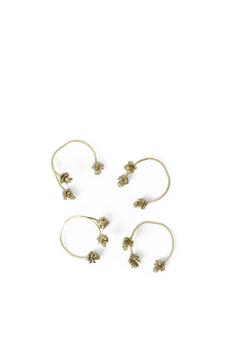 NAPKIN RINGS-FOREST SET OF 4-BRASS