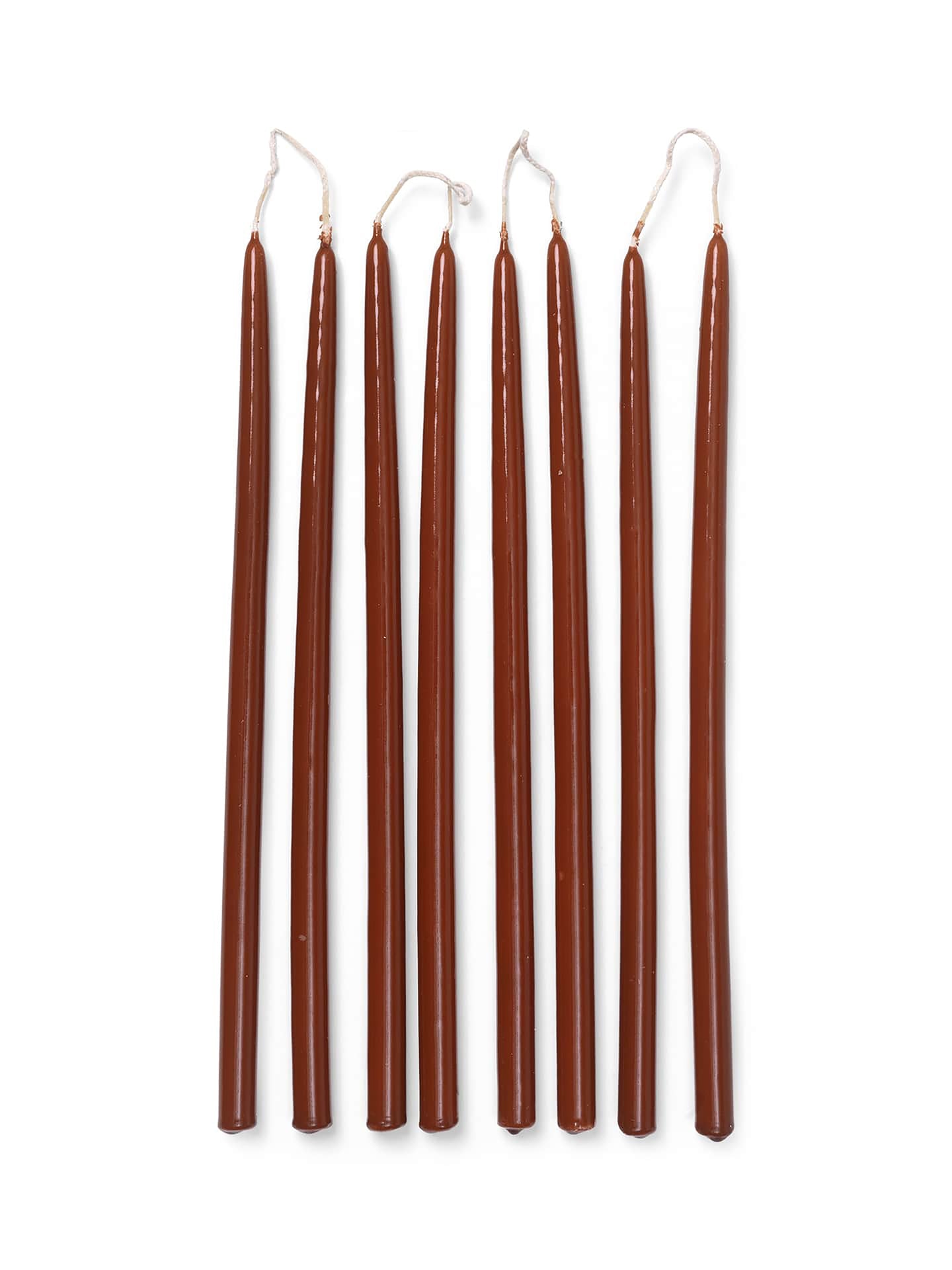 CANDLES-SPIKE SLIM SET OF 8-RUST