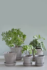 PLANT POT-COPENHAGEN GLAZED POT & SAUCER-PEARL GREY-DIAM.21 CM