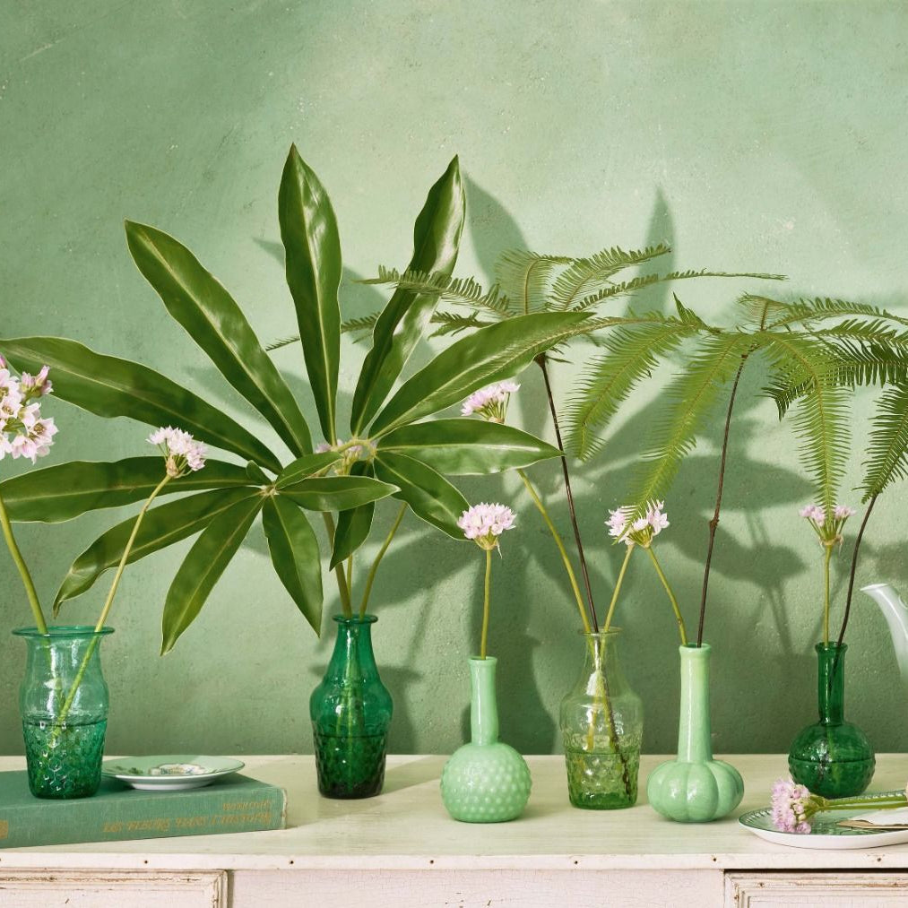 VASES-SMALL GLASS VASES SOFT GREEN-SET OF 3