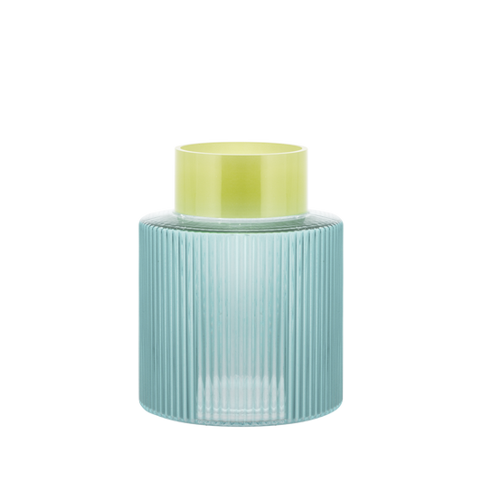VASE-GROOVE-BLUE GLASS-S