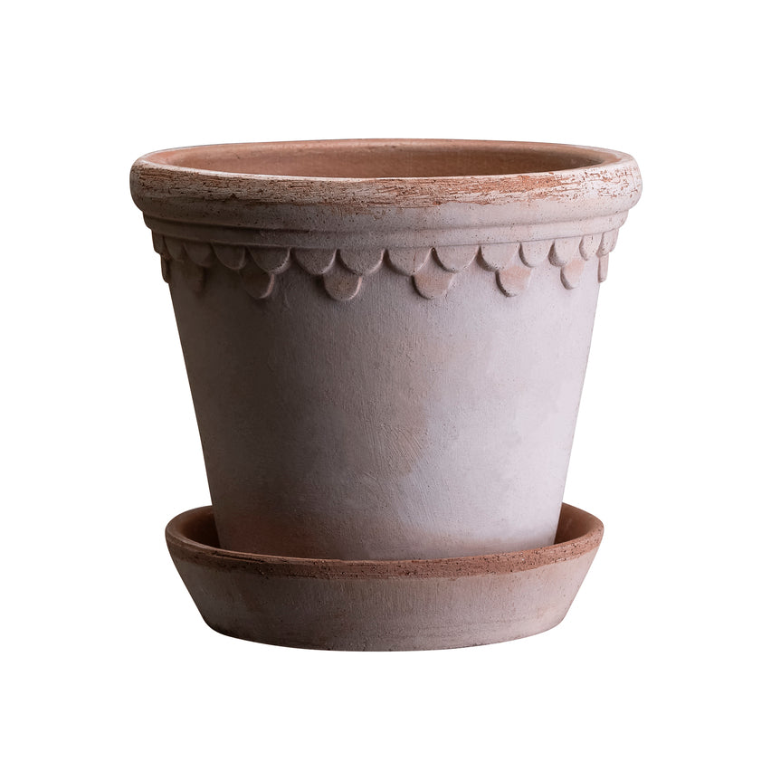 PLANT POT-COPENHAGEN RAW ROSA POT & SAUCER-DIAM.21 CM