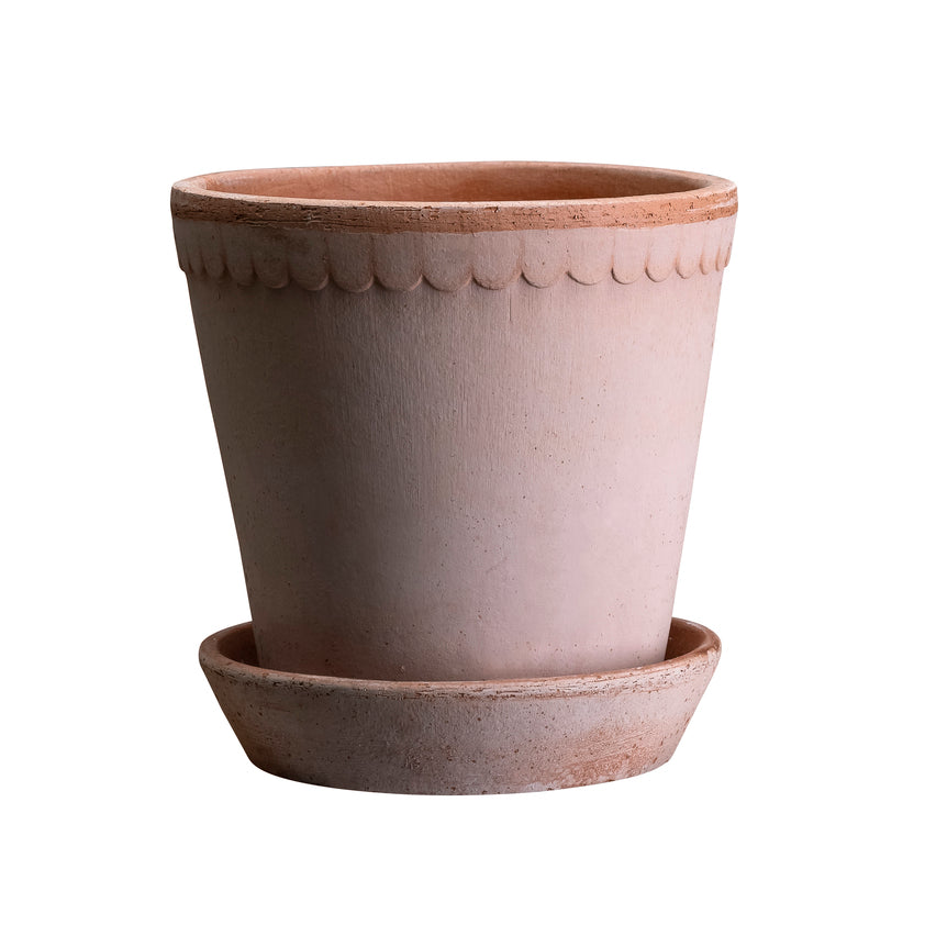 PLANT POT-HELENA RAW ROSA POT & SAUCER-DIAM.30 CM