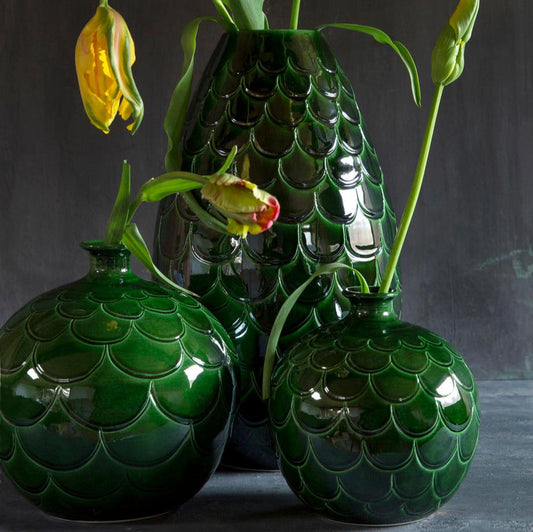 VASE-MISTY CONE ROUND SHAPED-EMERALD GREEN-DIAM.24CM