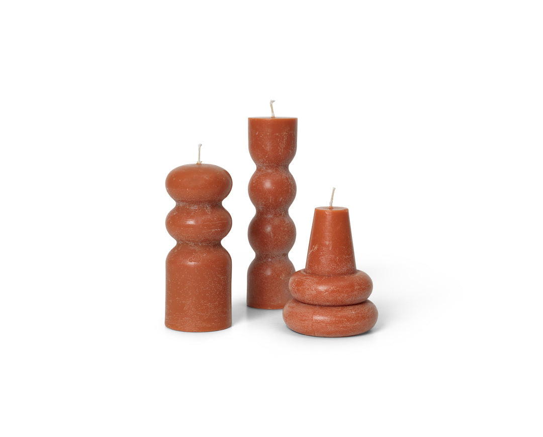 CANDLES-TORNO CANDLES-SET OF 3-AMBER