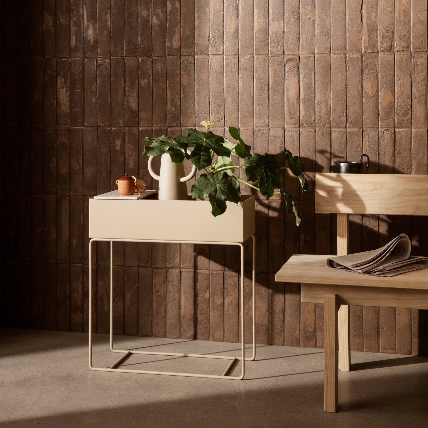TRAY FOR PLANT BOX-MARBLE-BEIGE