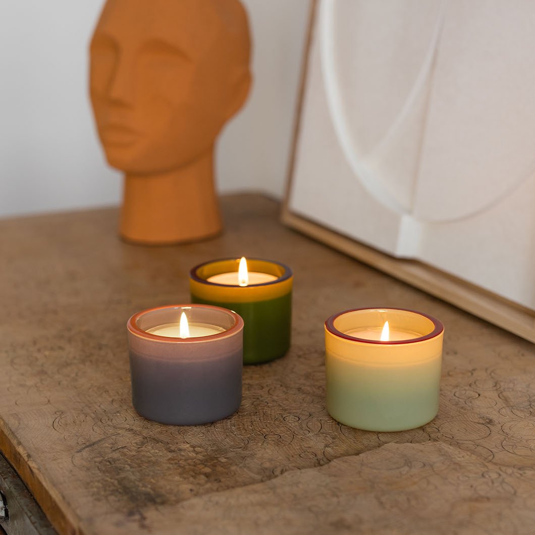 CANDLEHOLDERS-GLASS LIGHTS N.2-SET OF 3