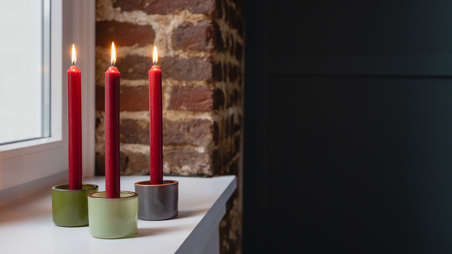 CANDLE HOLDERS-GLASS LIGHTS N.2-SET OF 3