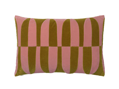 CUSHION-ABIGAIL 40X60 VELVET BLUSH-GOLDEN OLIVE