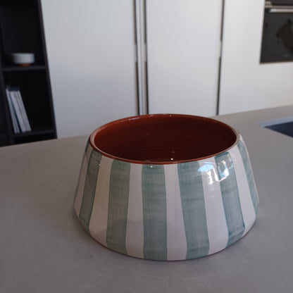 BOWL-BOLD STRIPE LARGE TAPERED BOWL-SAGE