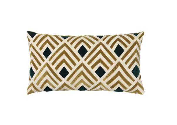 CUSHION-TALLULAH-40X80-VELVET-D.WHITE/WILLOW/EMERALD