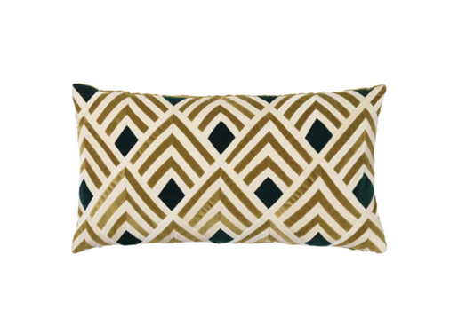 CUSHION-TALLULAH-40X80-VELVET-D.WHITE/WILLOW/EMERALD