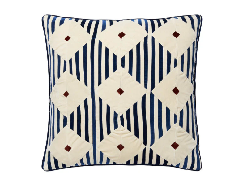 CUSHION-NINA-60X60-VELVET-DENIM/D.WHITE/D.RED