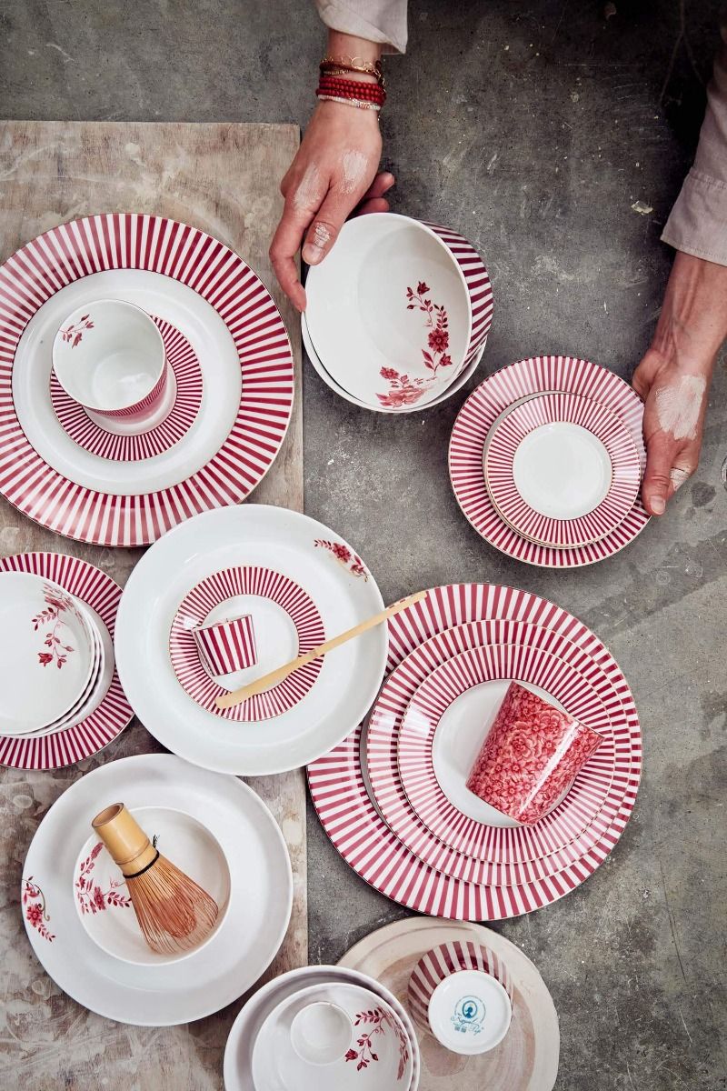 PLATE-ROYAL STRIPES-DARK PINK