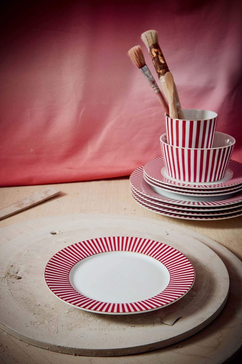 PLATE-ROYAL STRIPES-DARK PINK