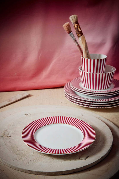 PLATE-ROYAL STRIPES-DARK PINK