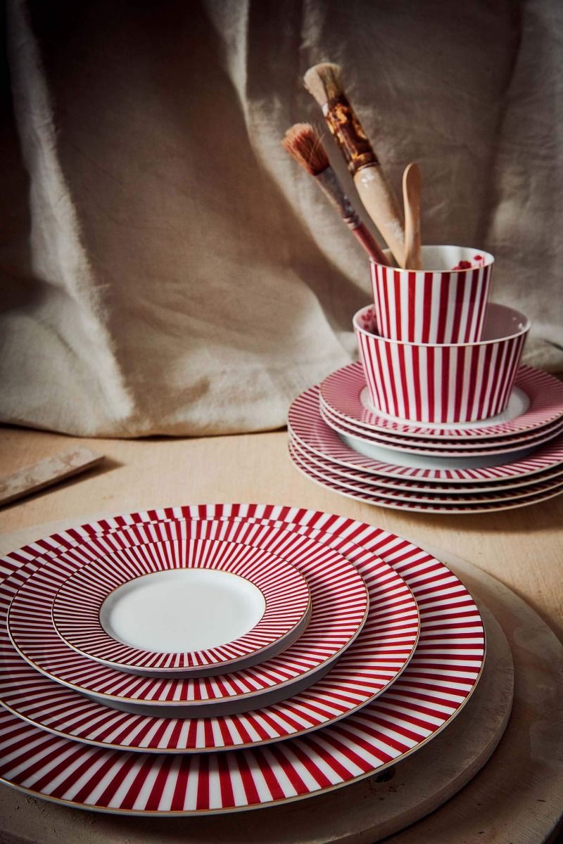 PLATE-ROYAL STRIPES-DARK PINK