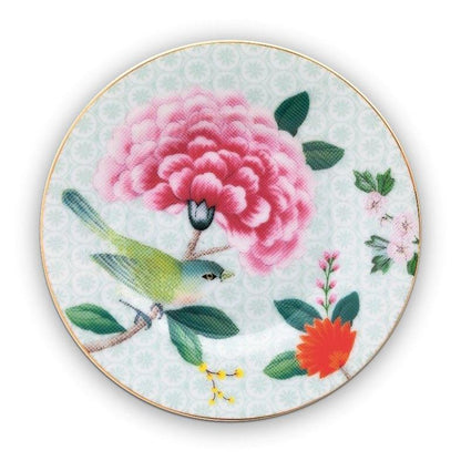 PLATE-PETIT FOURS BLUSHING BIRDS-WHITE