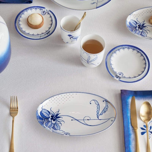 PLATE-OVAL PIP & THE BLUE BIRD-WHITE 25X16 CM