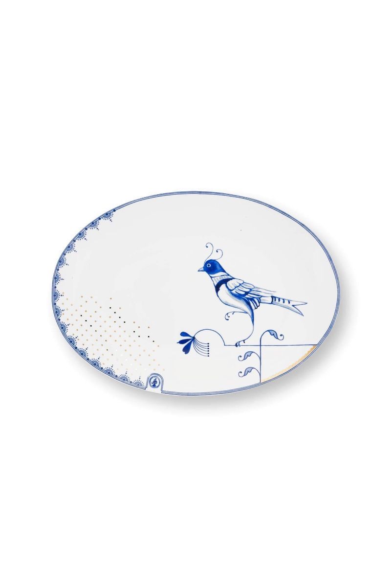 PLATE-OVAL PIP & THE BLUE BIRD-WHITE 30X22 CM